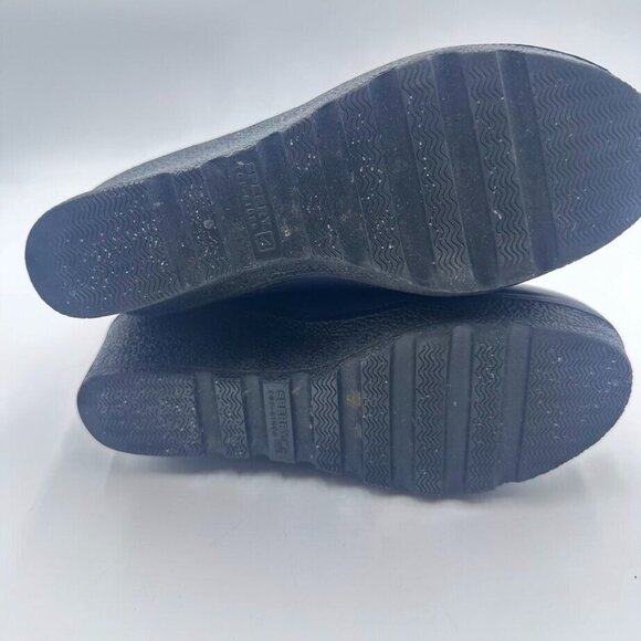 Sperry Boots Women 7 Waterproof Rain Navy Blue 2" Heel Cuff Rubber Anchor Button - Picture 9 of 10